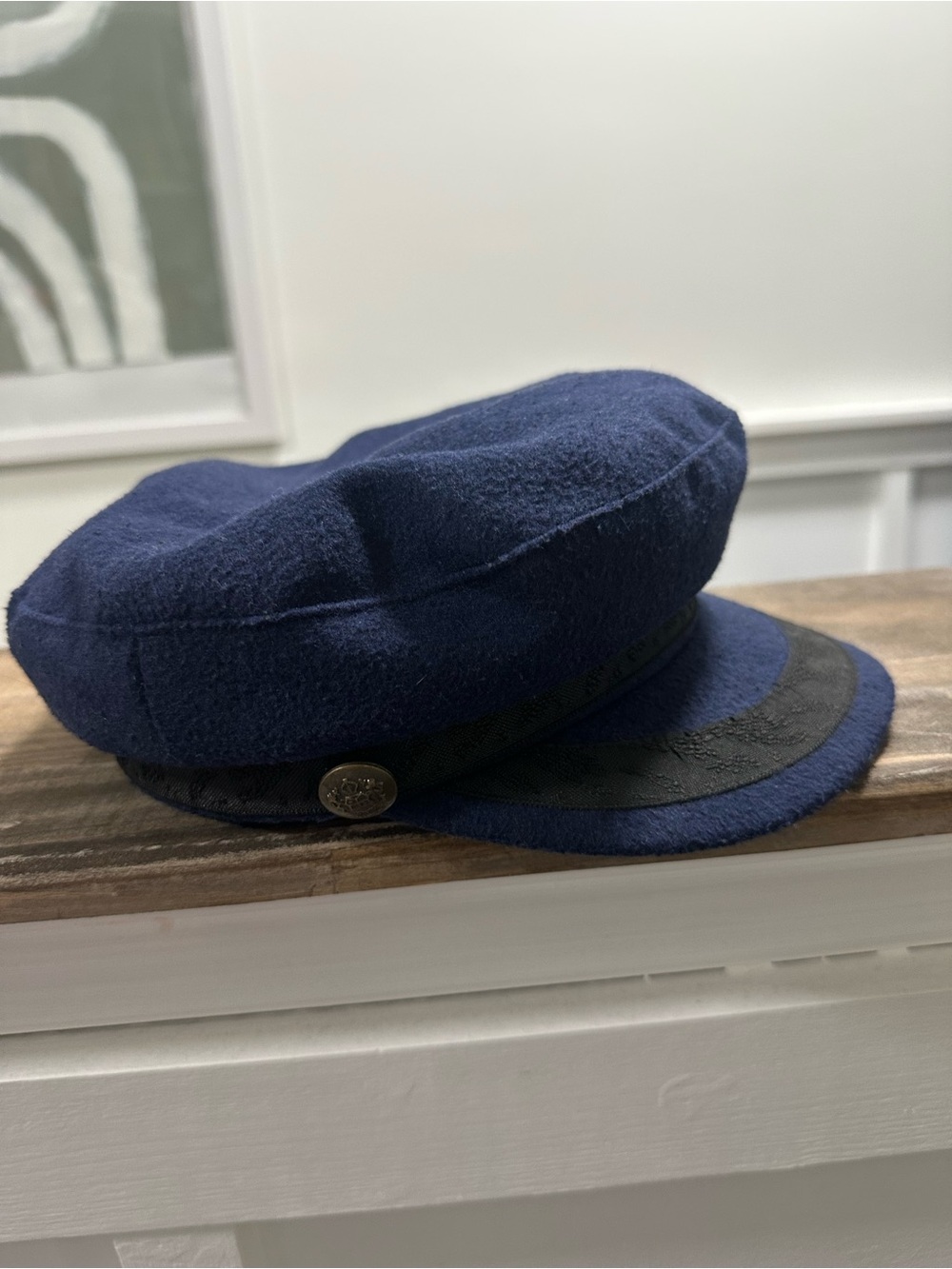 American Eagle Outfitters Navy and Black Wool Captain's Cap